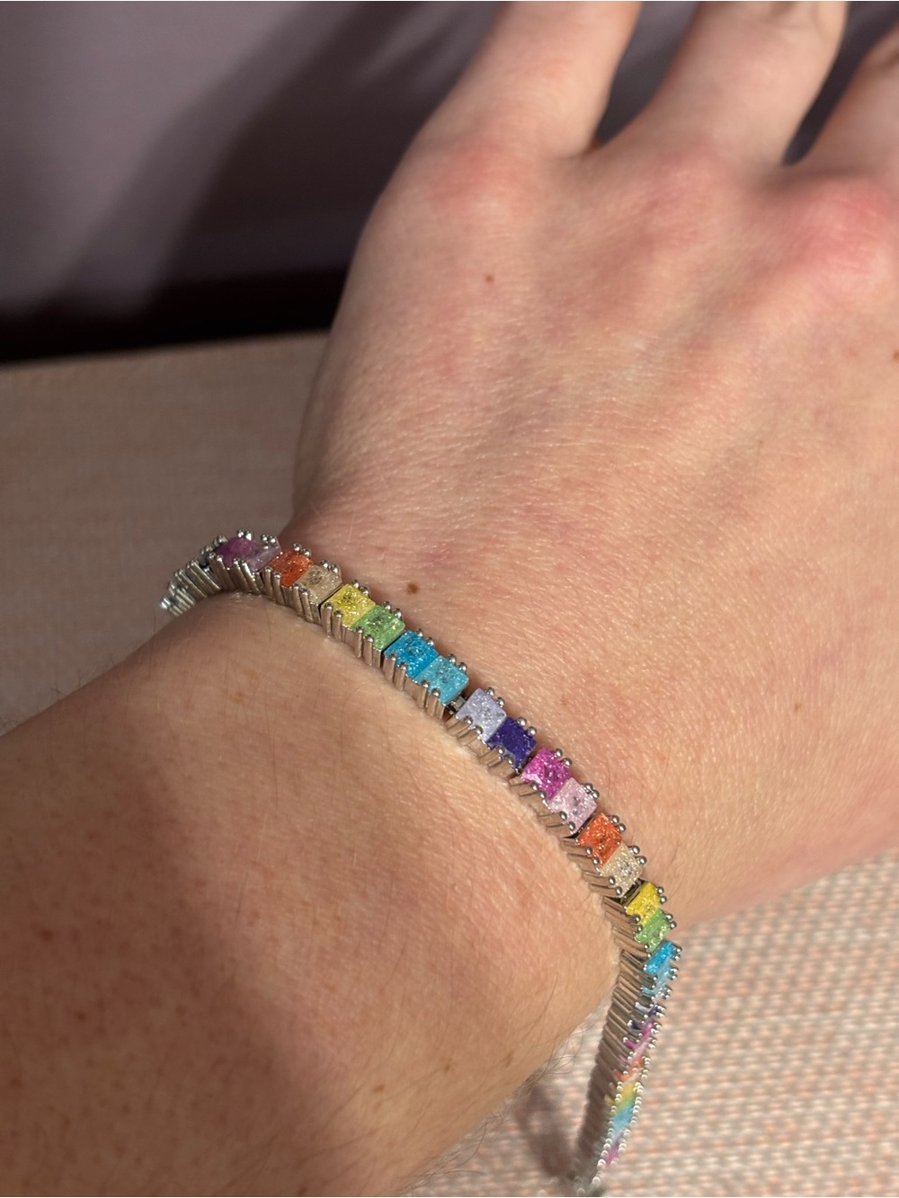 Multicolor Rainbow Crystal Tennis Bracelet - Women Jewelry